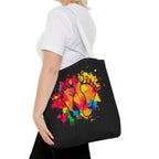 Rainbow Paint Splatter Footprints Tote Bag