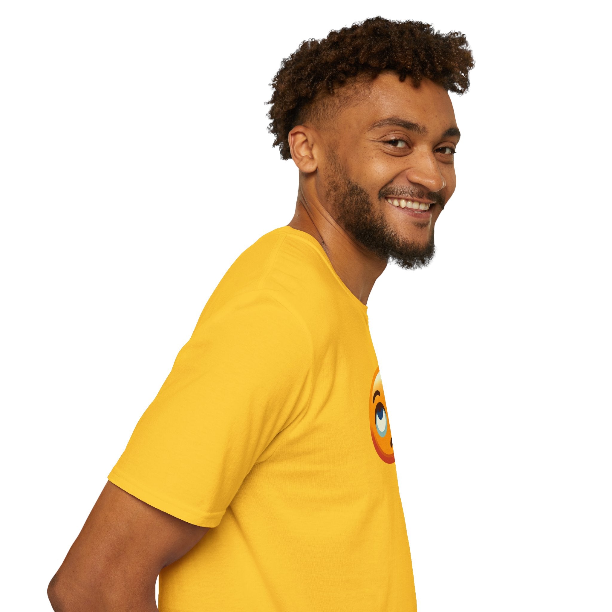 Unisex Softstyle T-Shirt with Eye Roll Emoji | Casual Graphic Tee for Everyday Humor