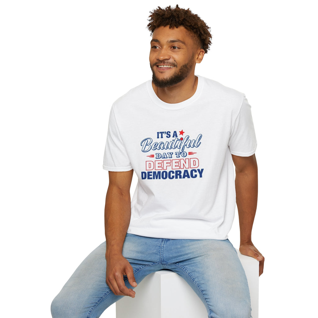 Defend Democracy Unisex Softstyle T-Shirt - Perfect for Activism and Everyday Wear