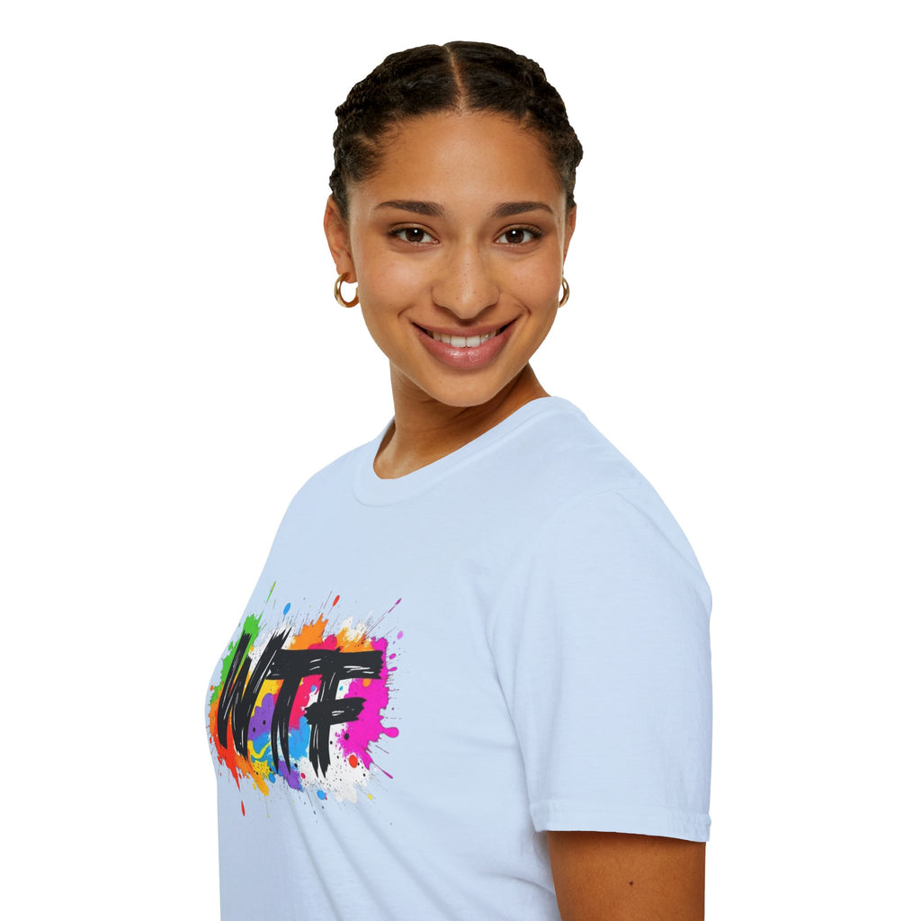 WTF Color Splash T-Shirt — Bold Rainbow Graphic Tee