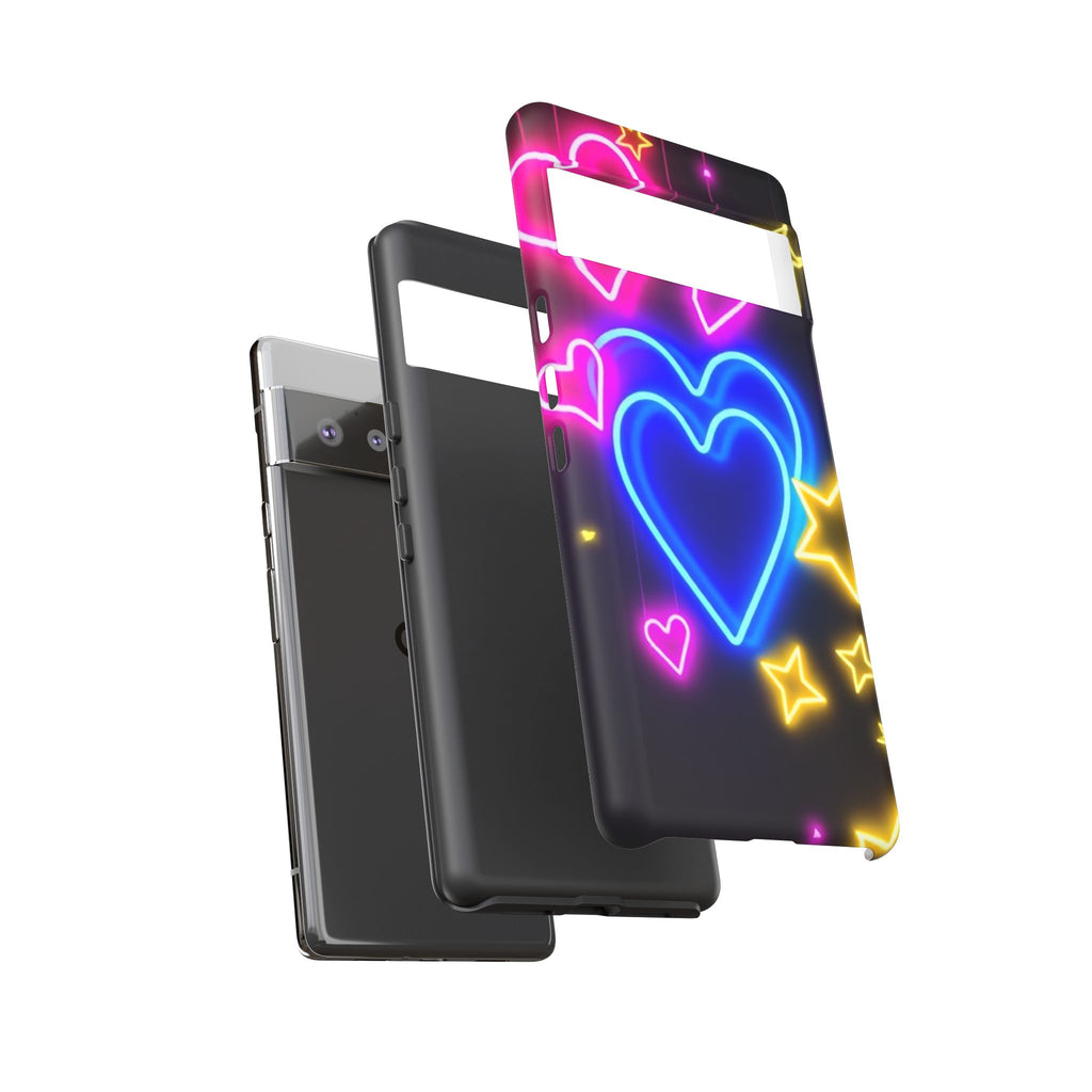 Android OR iPhone Compatible Cases - Neon Love Design - Unique Tough Cases