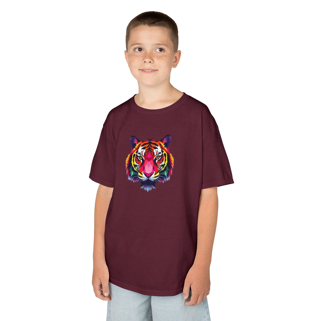 Colorful Fractal Tiger Kids Heavy Cotton Tee