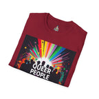 Unisex Softstyle T-Shirt - 'Queer People Belong Everywhere' Pride Graphic Tee