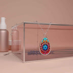 Oval Pendant Necklace — Colorful Mandala Teardrop