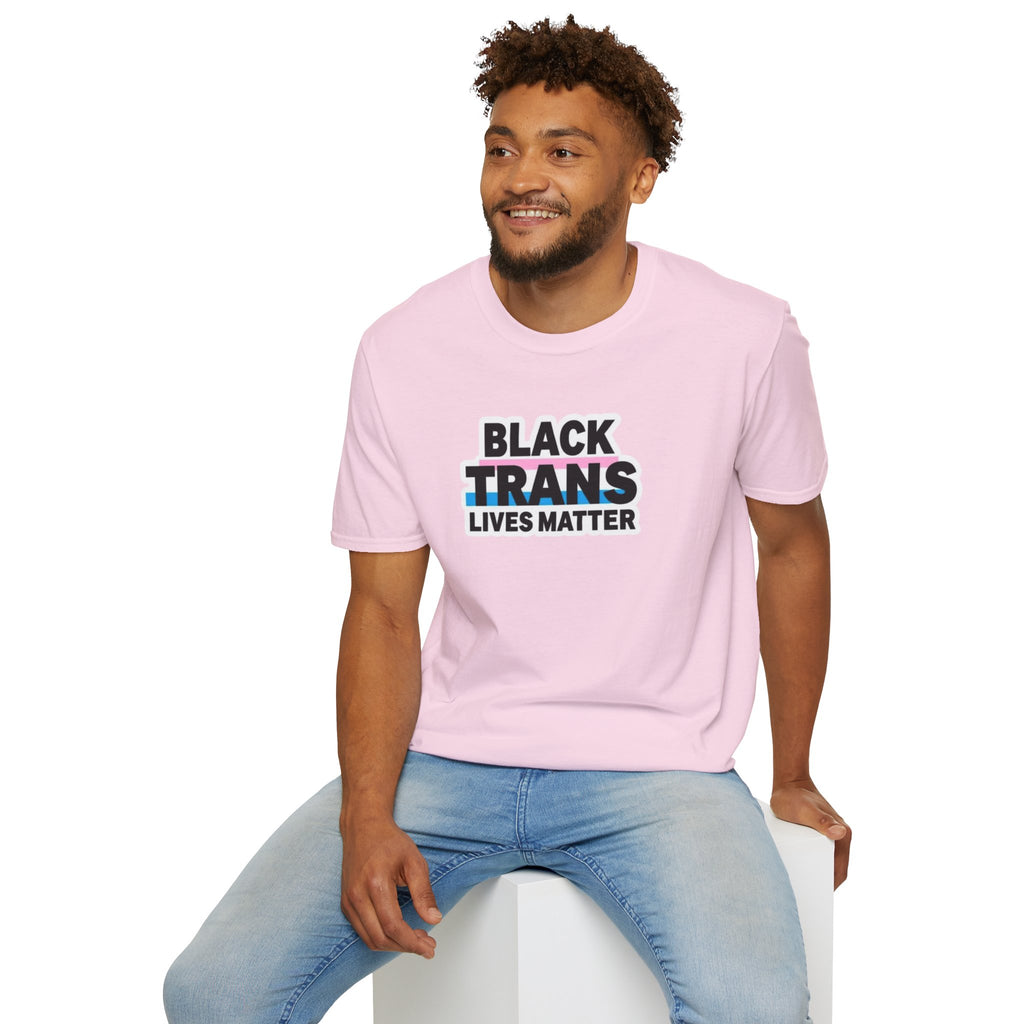 Unisex Softstyle T-Shirt - Black Trans Lives Matter Statement Tee