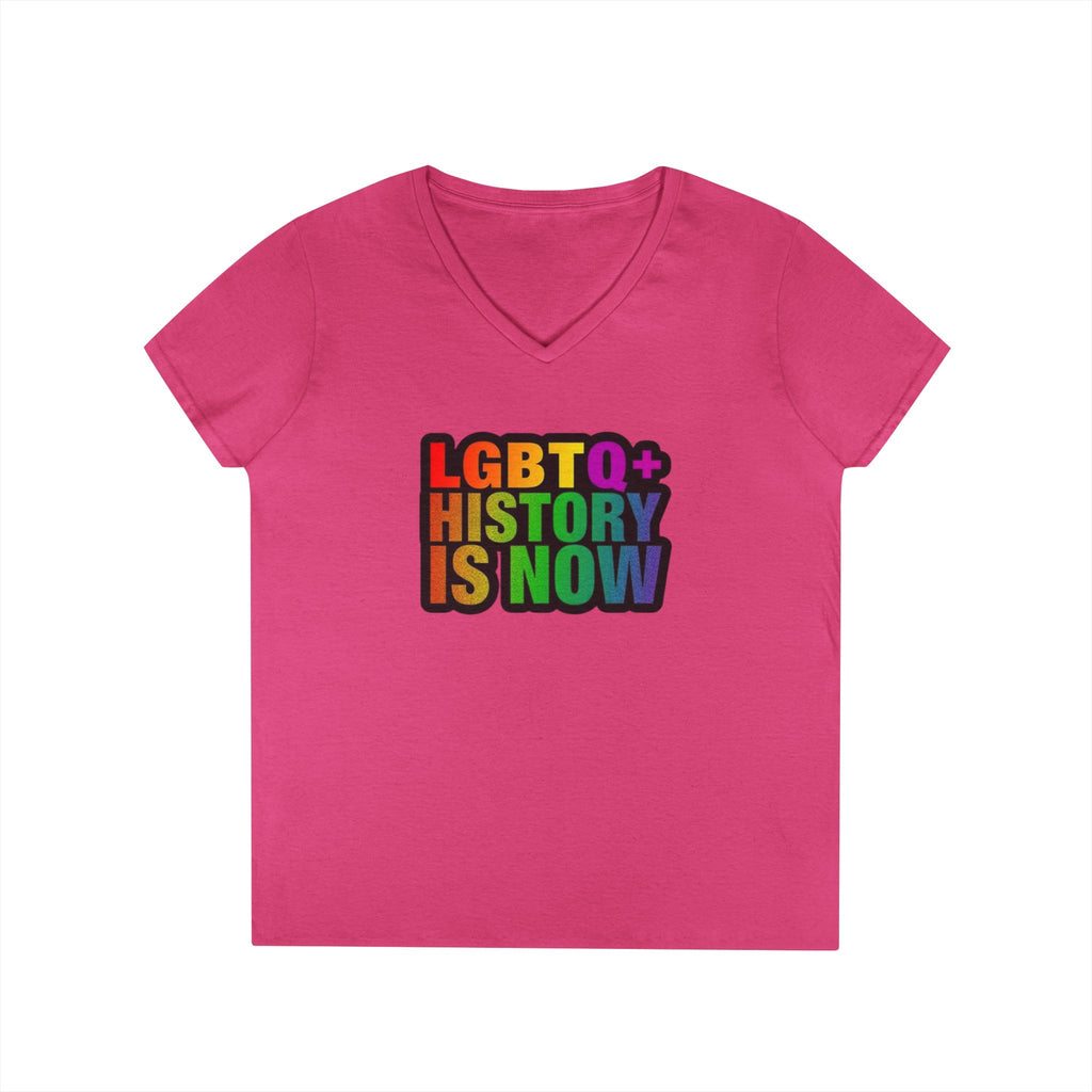 LGBTQ+ History V-Neck T-Shirt for Pride and Awareness