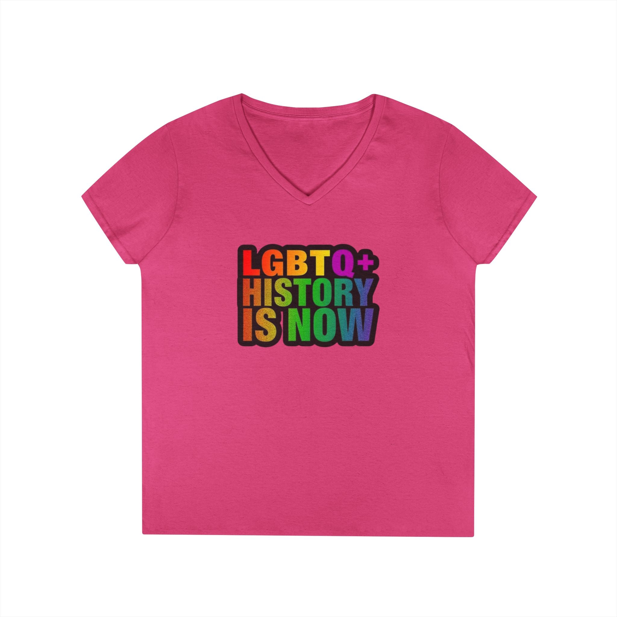 LGBTQ+ History V-Neck T-Shirt for Pride and Awareness
