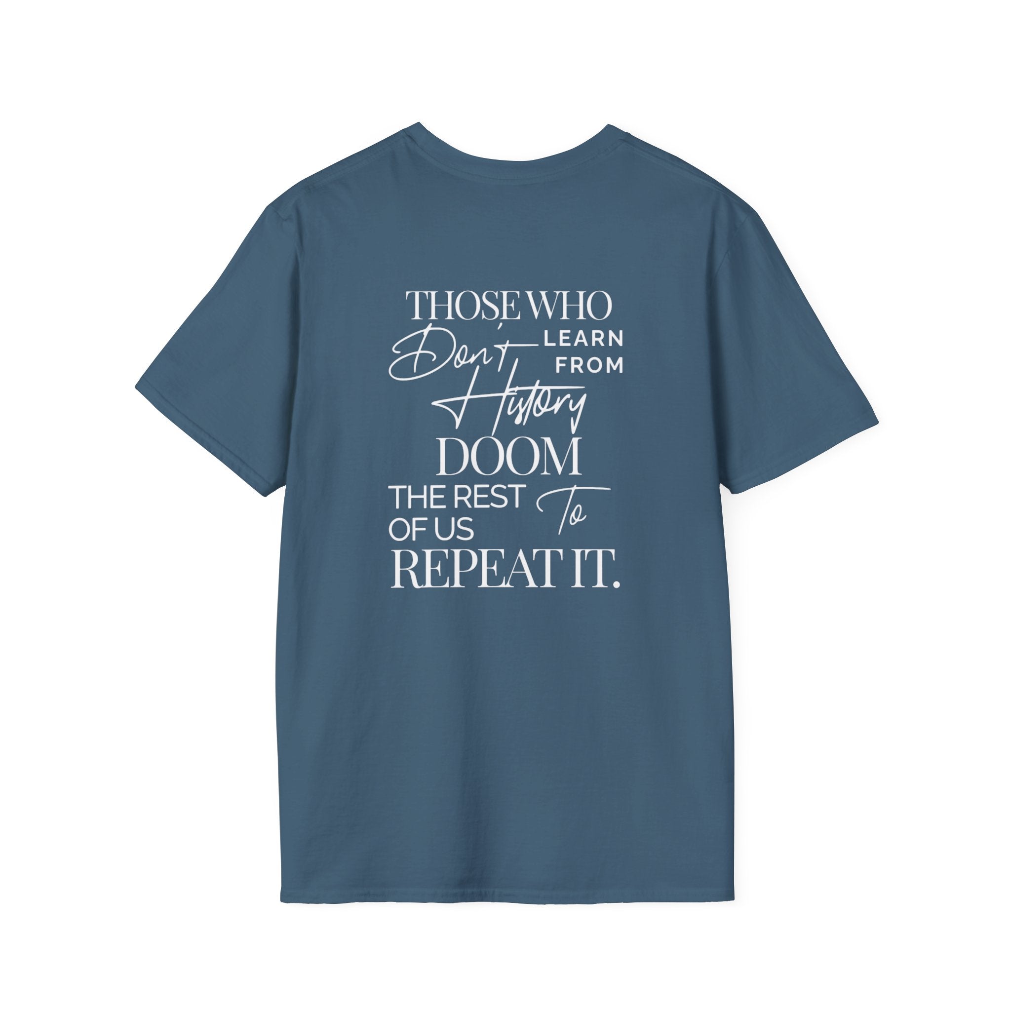 Patriotic Unisex Softstyle T-Shirt - "USA" & History Quote Design