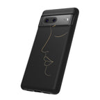 Android OR iPhone Compatible Cases - Gold Line Face Design - Unique Tough Cases