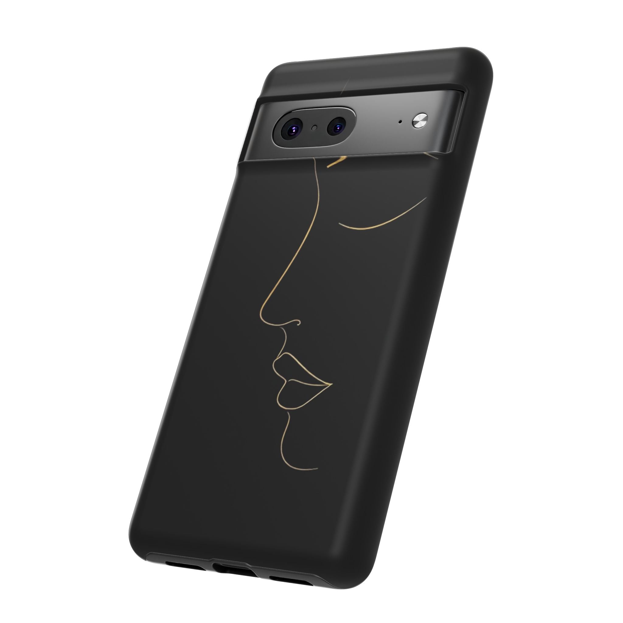 Android OR iPhone Compatible Cases - Gold Line Face Design - Unique Tough Cases