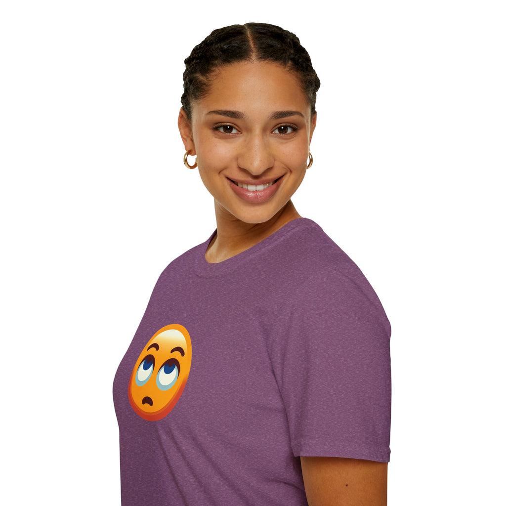 Unisex Softstyle T-Shirt with Eye Roll Emoji | Casual Graphic Tee for Everyday Humor