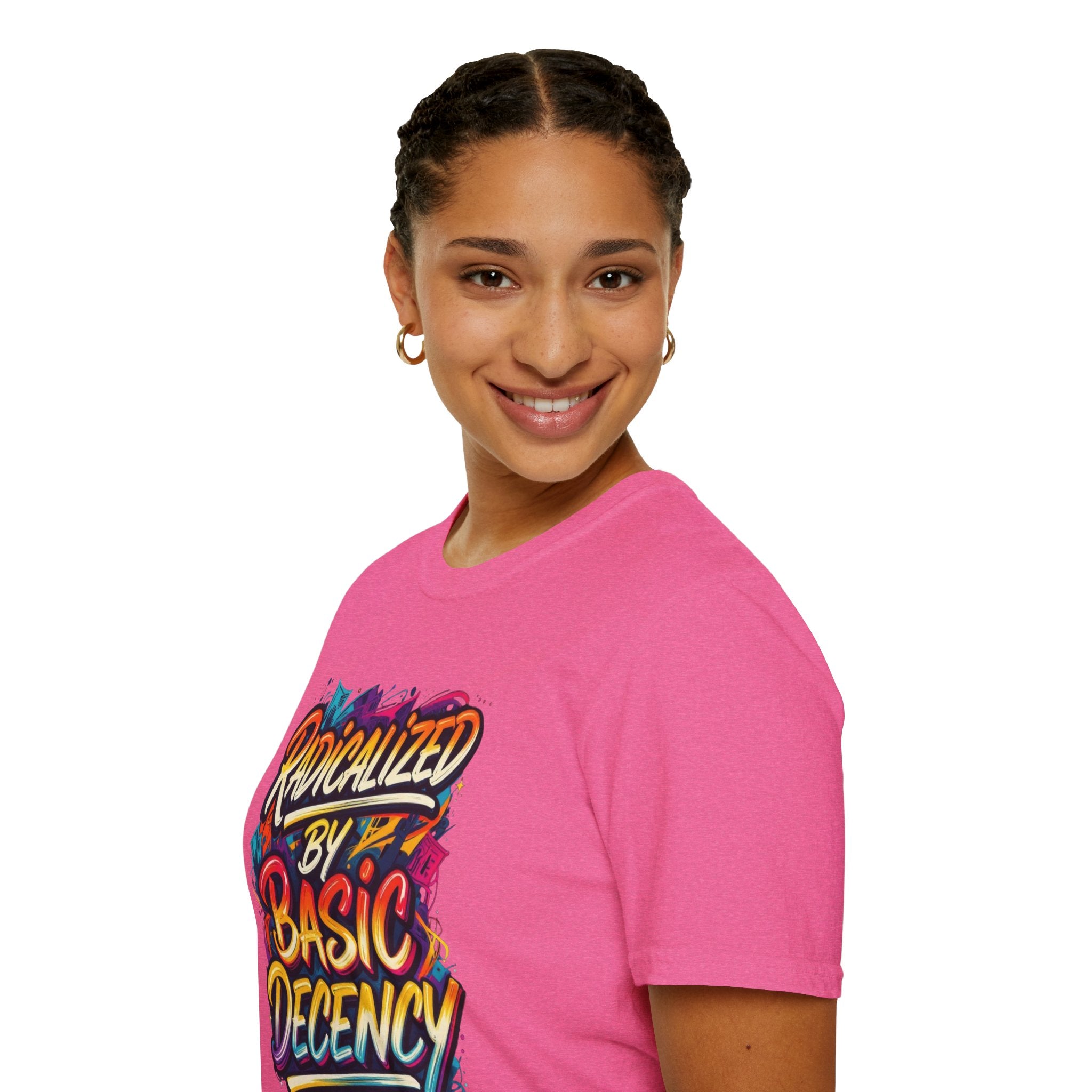 Radicalized by Basic Decency T-Shirt Colorful Graffiti Typography
