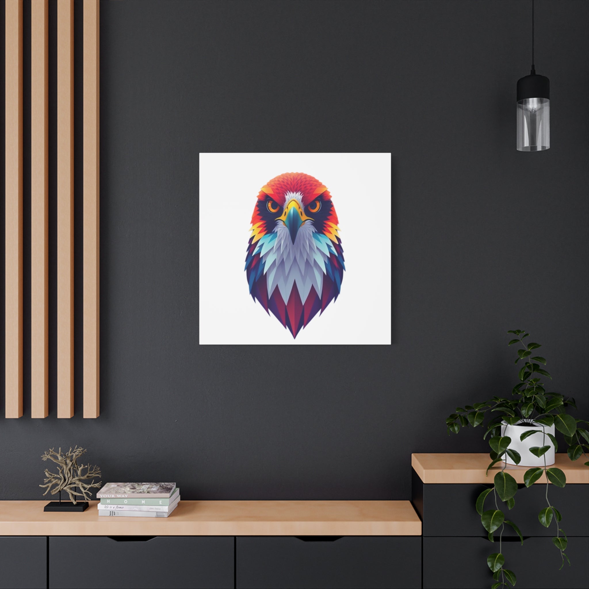 Vibrant Falcon Wall Art - Matte Stretched Canvas, Colorful Bird Decor