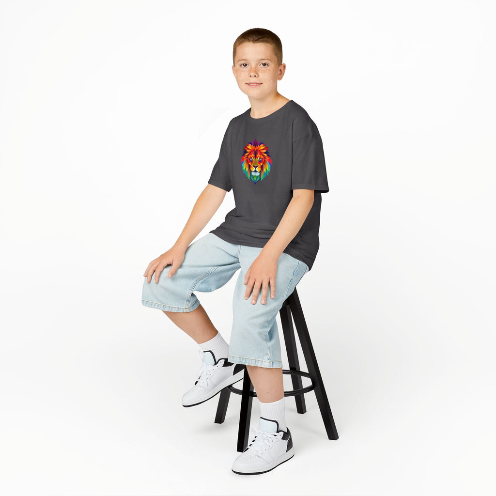 Colorful Fractal Lion Kids Heavy Cotton Tee