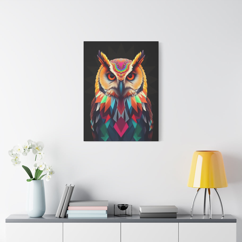 Colorful Owl Canvas Wall Art - 1.25" Stretched Matte
