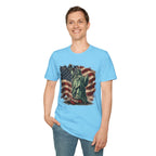 Statue of Liberty Stepping on MAGA American Flag T-Shirt — Patriotic USA Independence Day Tee
