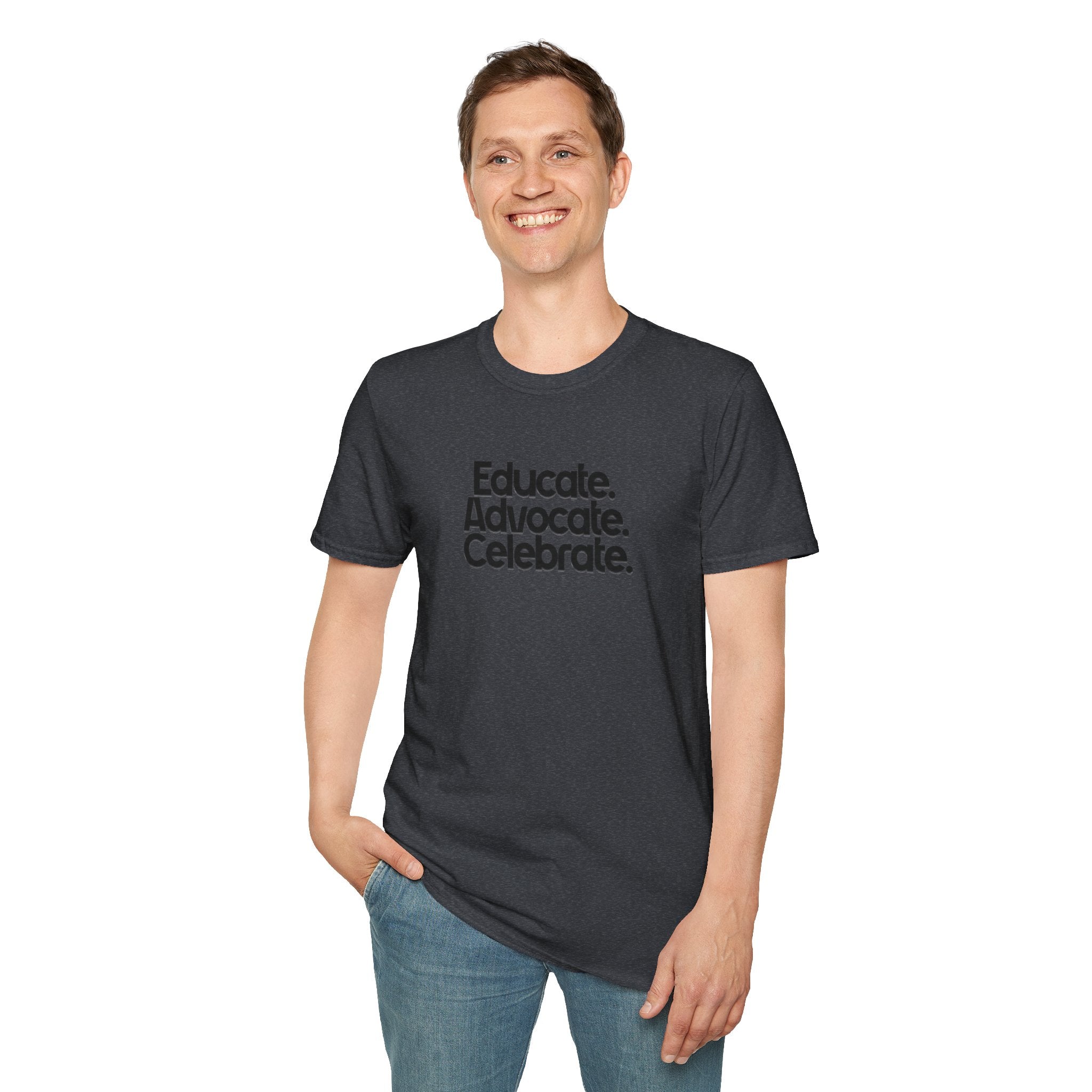 Teacher Advocate T-Shirt - Subtle Pride Educate Advocate Celebrate Design - EqualiTees.Me