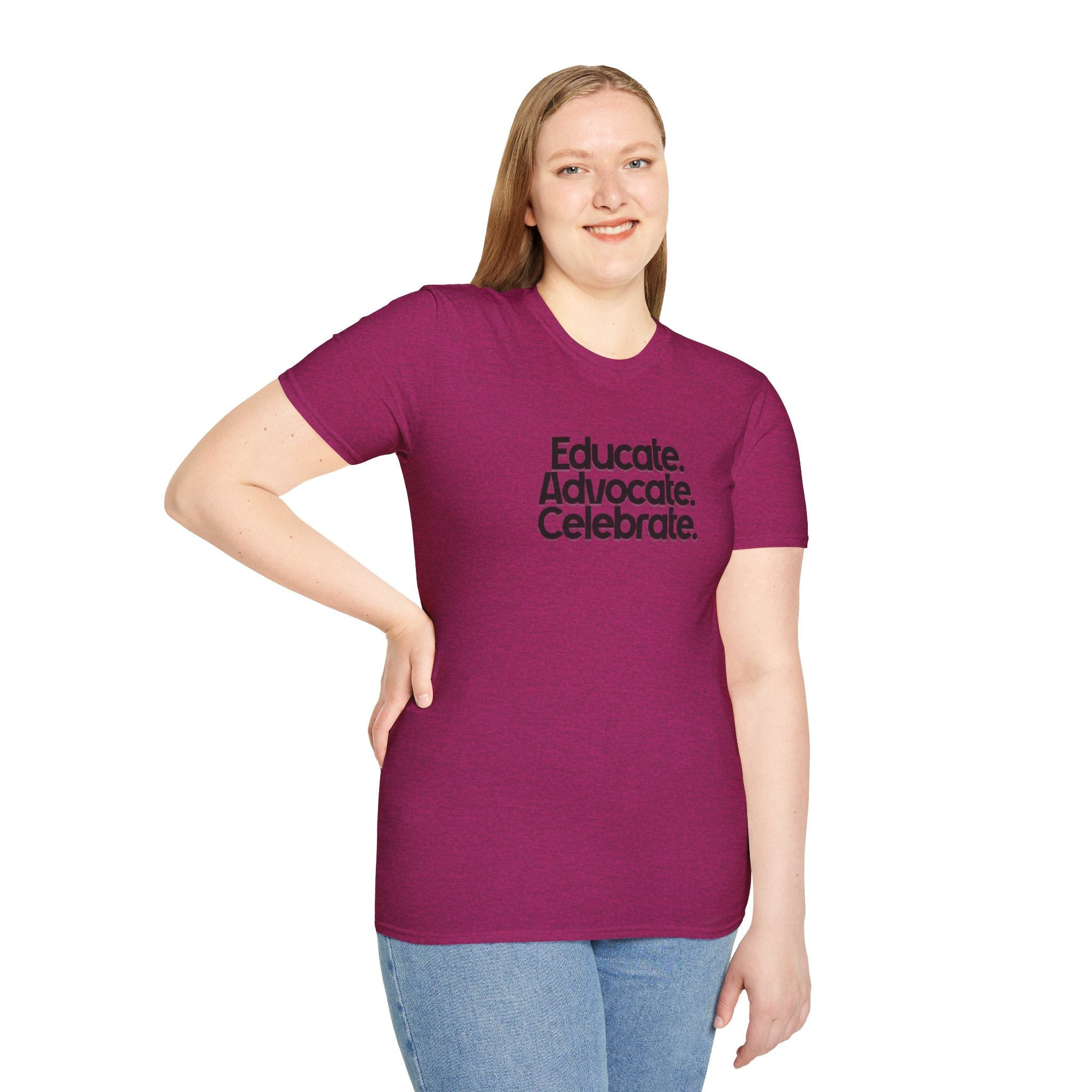 Teacher Advocate T-Shirt - Subtle Pride Educate Advocate Celebrate Design - EqualiTees.Me
