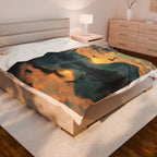 Lake Scene with Elk and Ducks Velveteen Plush Blanket – For Comfort and Warmth