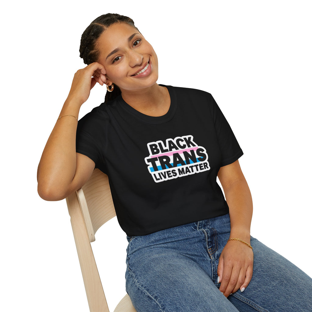 Unisex Softstyle T-Shirt - Black Trans Lives Matter Statement Tee