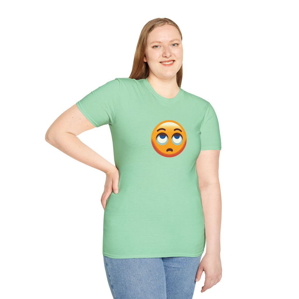 Unisex Softstyle T-Shirt with Eye Roll Emoji | Casual Graphic Tee for Everyday Humor