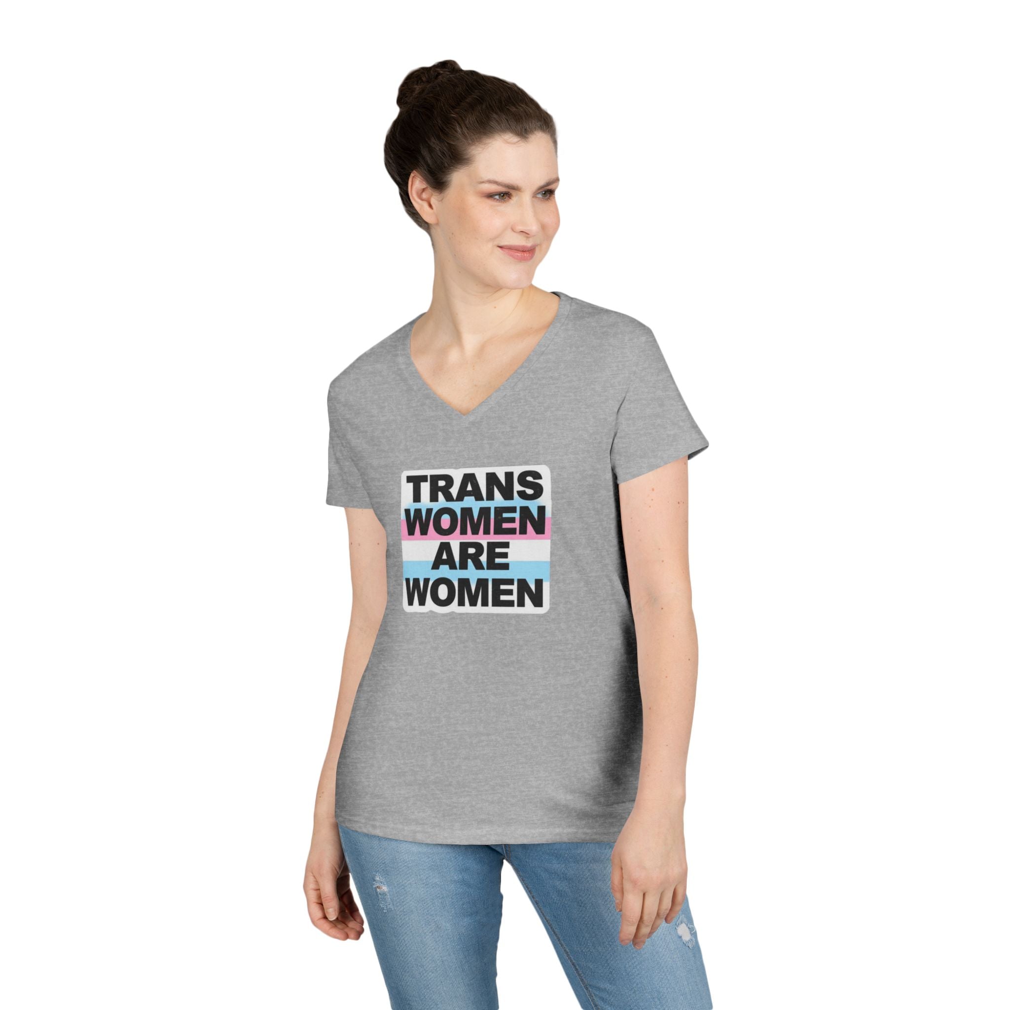 Trans Women Are Women V-Neck T-Shirt - Empowerment Tee for Allies
