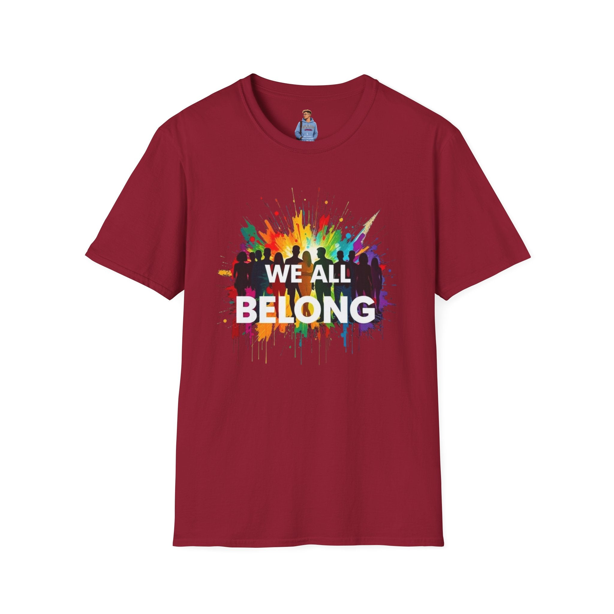 We All Belong Unisex Softstyle T-Shirt - Colorful Pride Tee