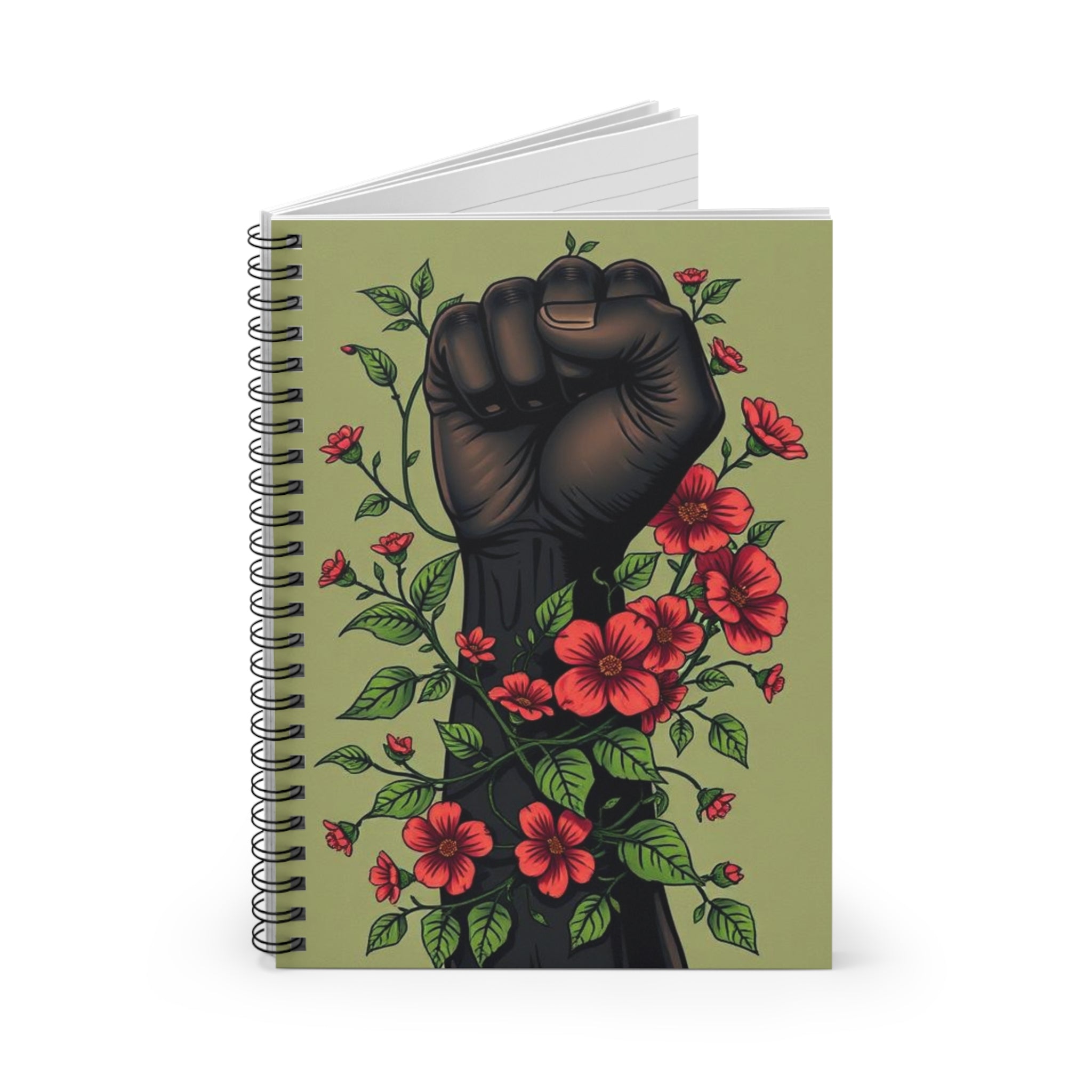 Empowerment Spiral Notebook - Ruled Lines with Floral Fist Design