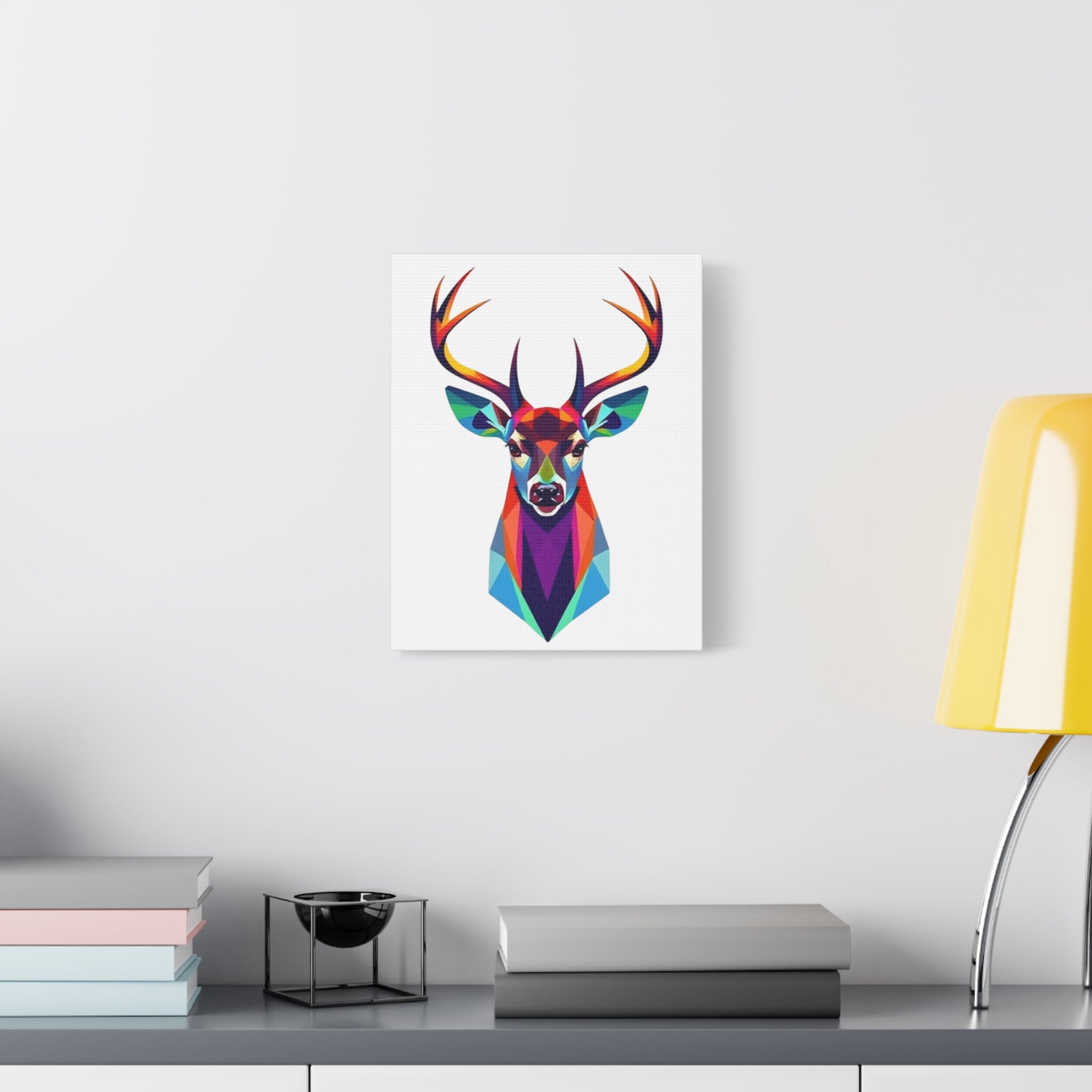 Vibrant Stag Canvas Wall Art - Colorful Geometric Deer Decor