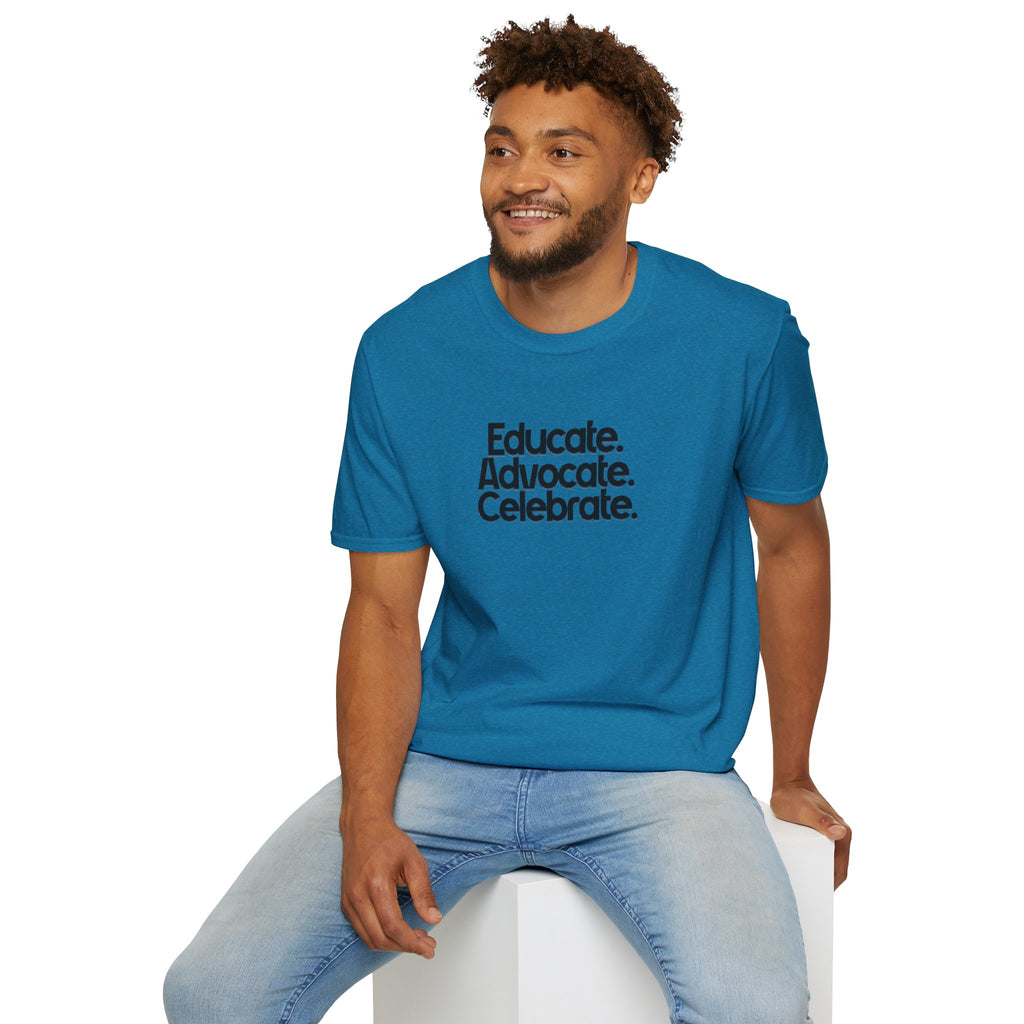 Teacher Advocate T-Shirt - Subtle Pride Educate Advocate Celebrate Design - EqualiTees.Me