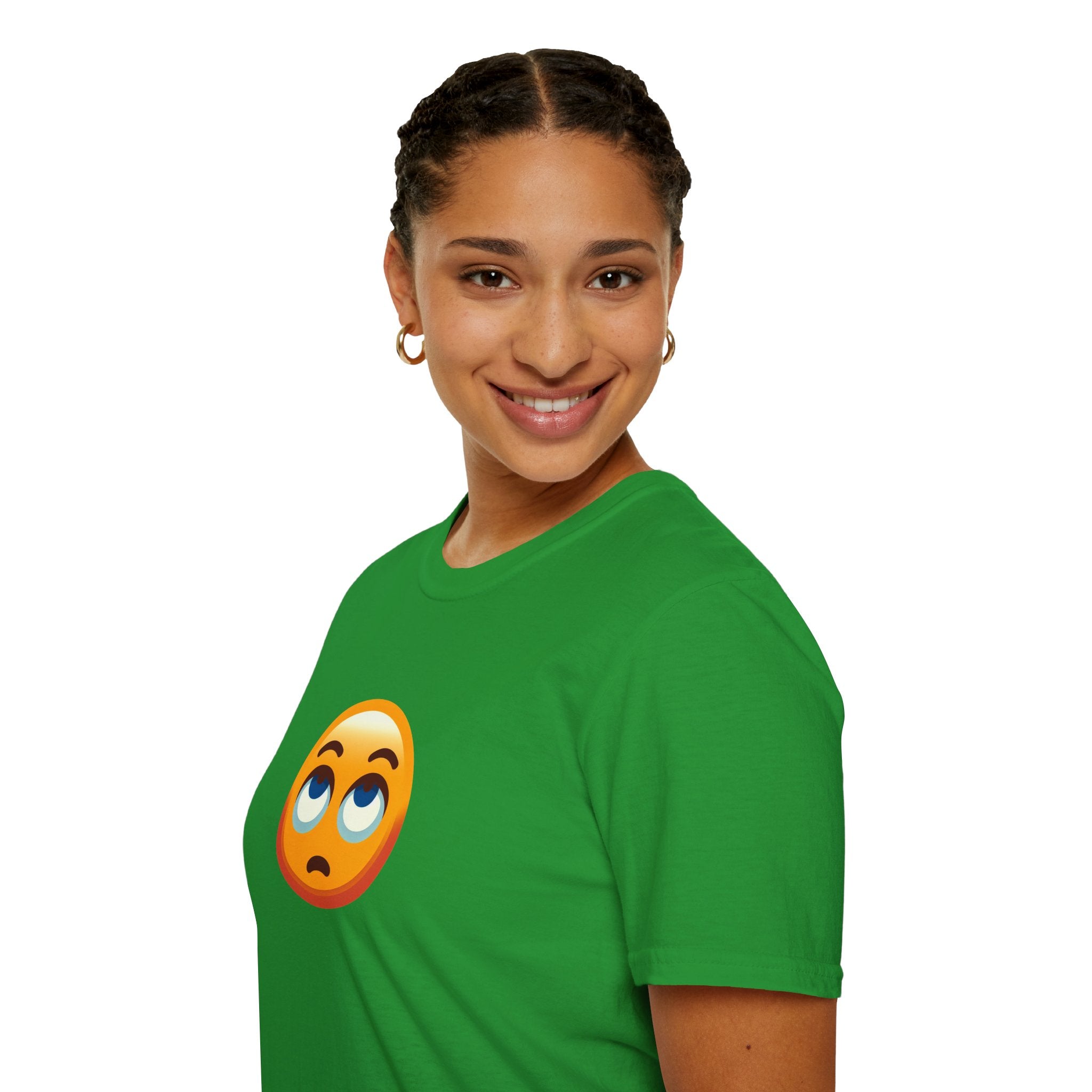 Unisex Softstyle T-Shirt with Eye Roll Emoji | Casual Graphic Tee for Everyday Humor