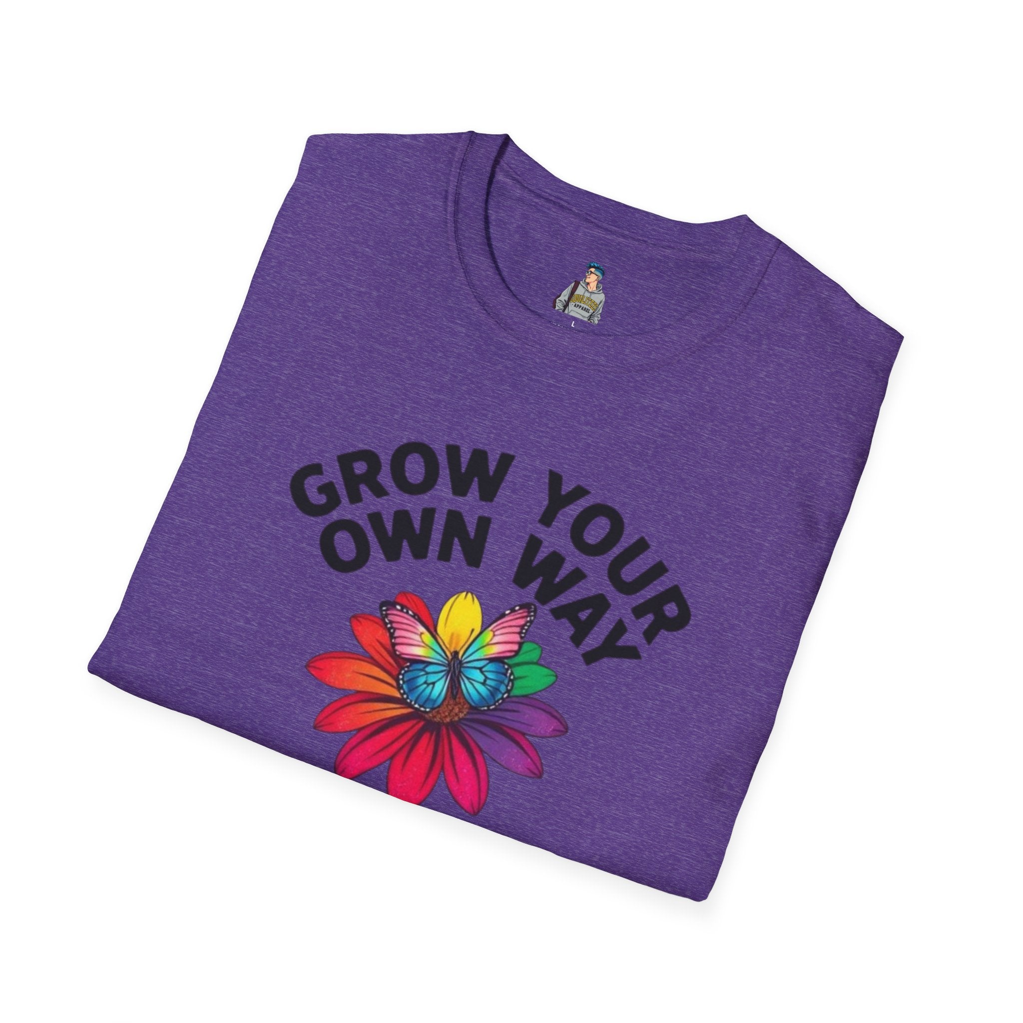 Unisex Softstyle T-Shirt - 'Grow Your Own Way' Floral Design for Queer Pride