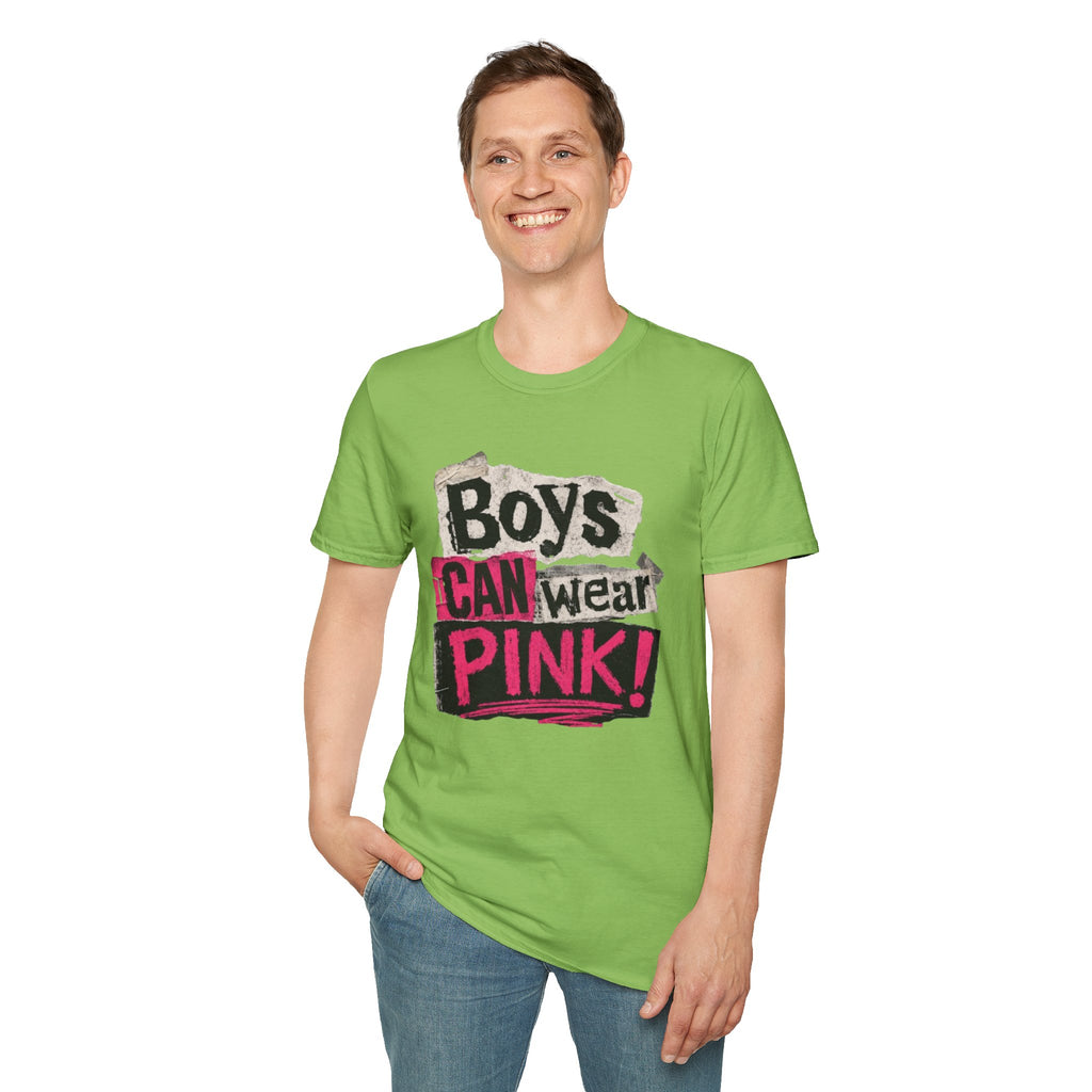 Boys Can Wear Pink T-Shirt — Bold Retro Feminist Graphic Tee