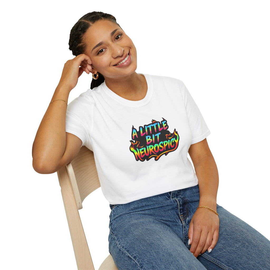 A Little Bit Neurospicy Unisex Softstyle T-Shirt - Fun & Quirky Graphic Tee for Neurodivergent Awareness
