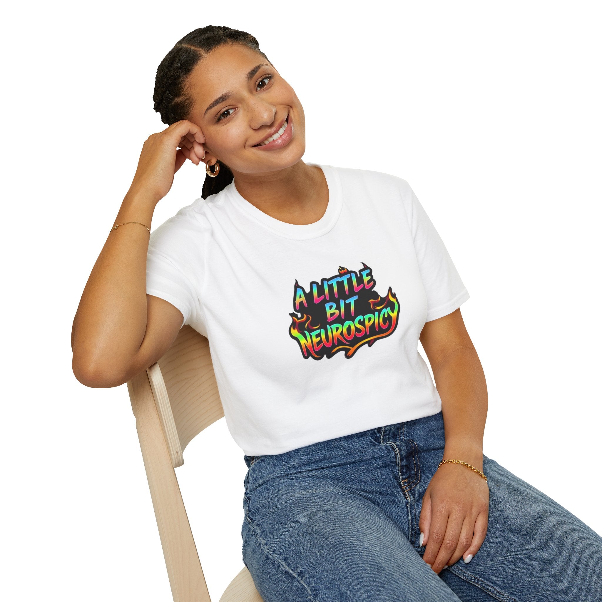 A Little Bit Neurospicy Unisex Softstyle T-Shirt - Fun & Quirky Graphic Tee for Neurodivergent Awareness