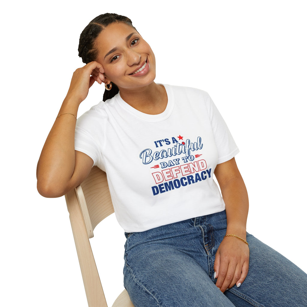 Defend Democracy Unisex Softstyle T-Shirt - Perfect for Activism and Everyday Wear