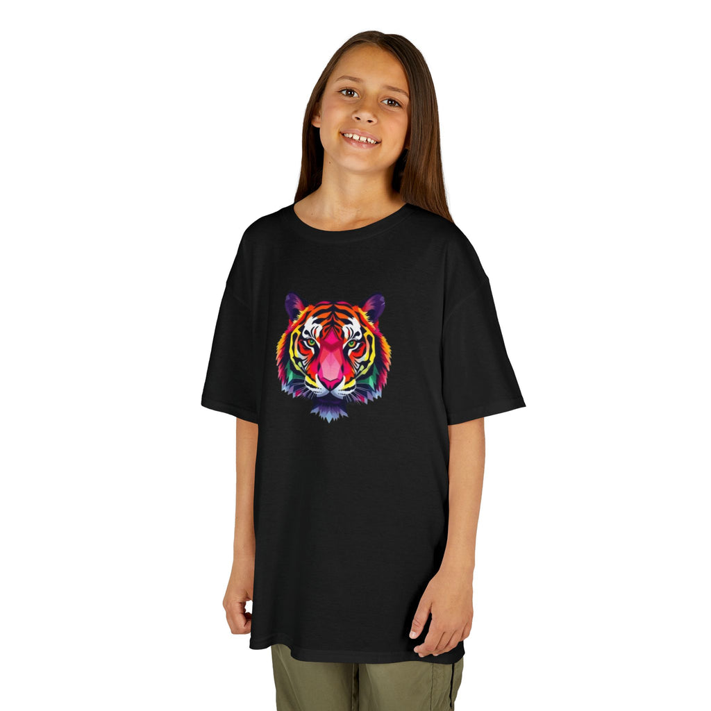 Colorful Fractal Tiger Kids Heavy Cotton Tee