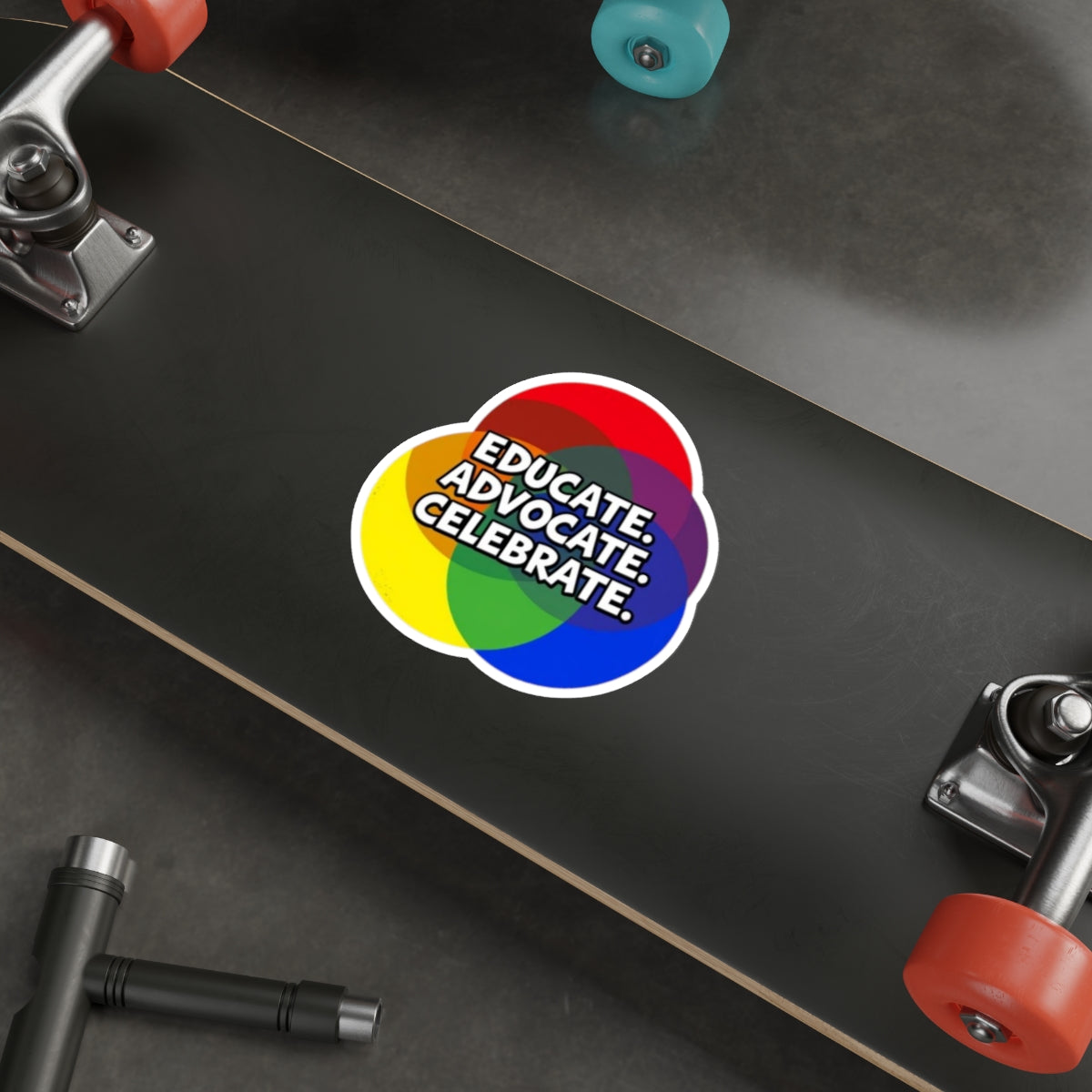Vibrant Die-Cut Stickers - "Educate. Advocate. Celebrate."