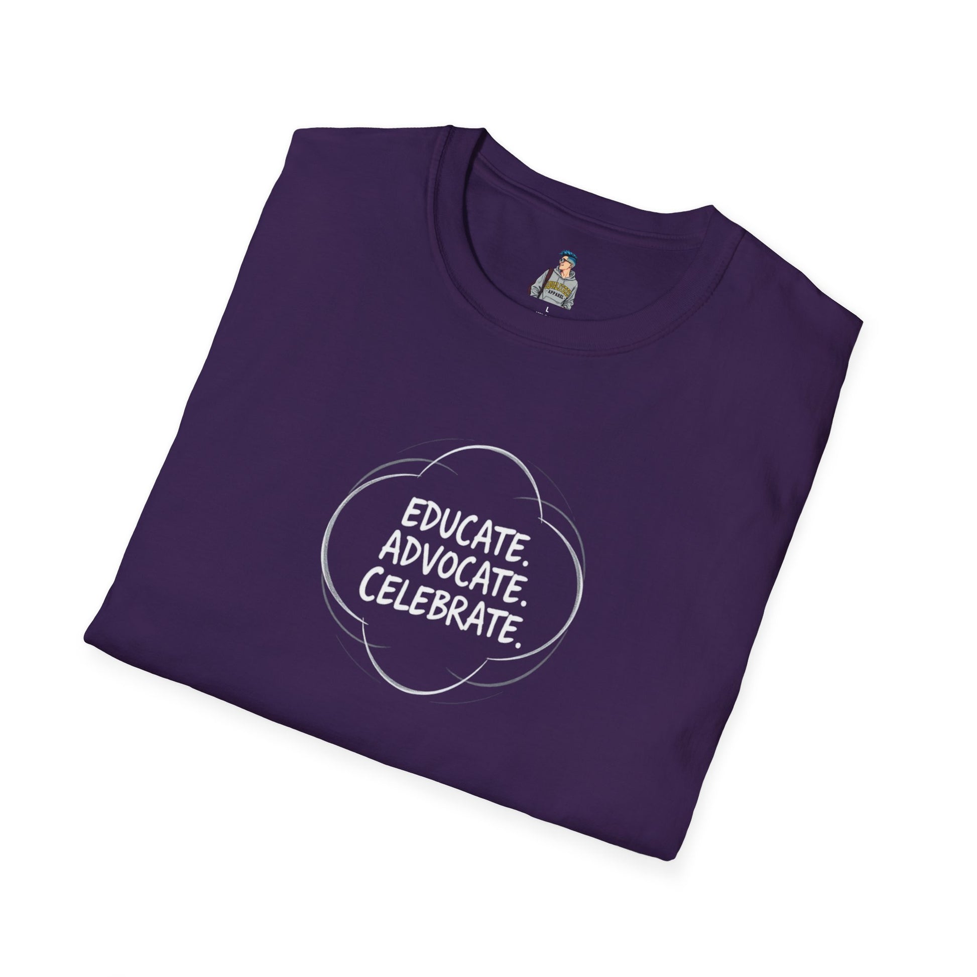 Educate. Advocate. Celebrate. Minimalist Pride T-Shirt
