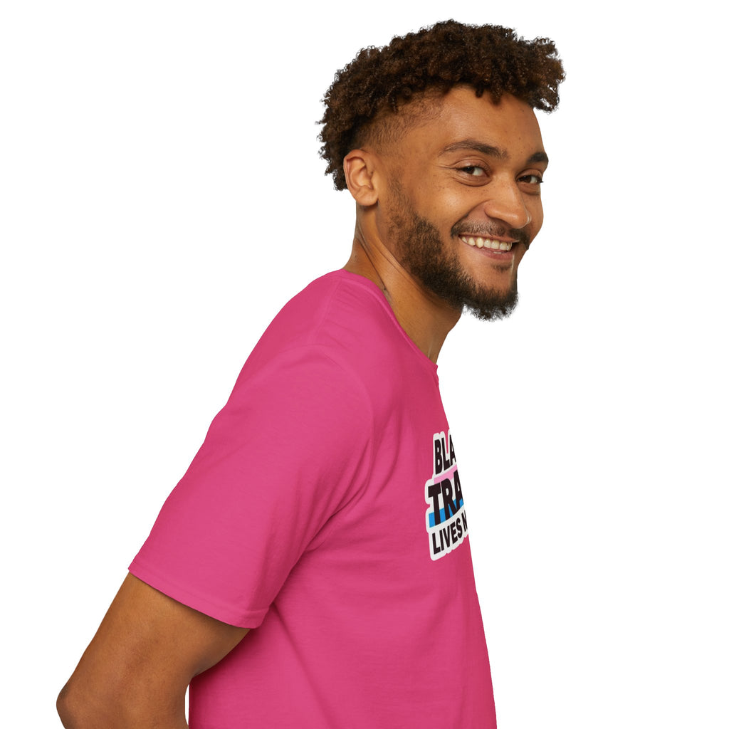 Unisex Softstyle T-Shirt - Black Trans Lives Matter Statement Tee