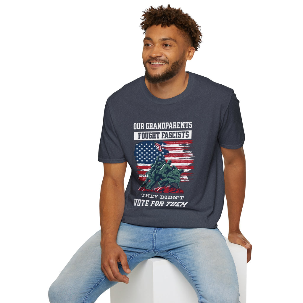 Unisex Softstyle T-Shirt: 'Our Grandparents Fought Fascists' Patriotic Tee
