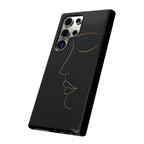 Android OR iPhone Compatible Cases - Gold Line Face Design - Unique Tough Cases