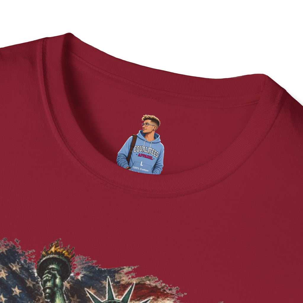 Statue of Liberty Stepping on MAGA American Flag T-Shirt — Patriotic USA Independence Day Tee