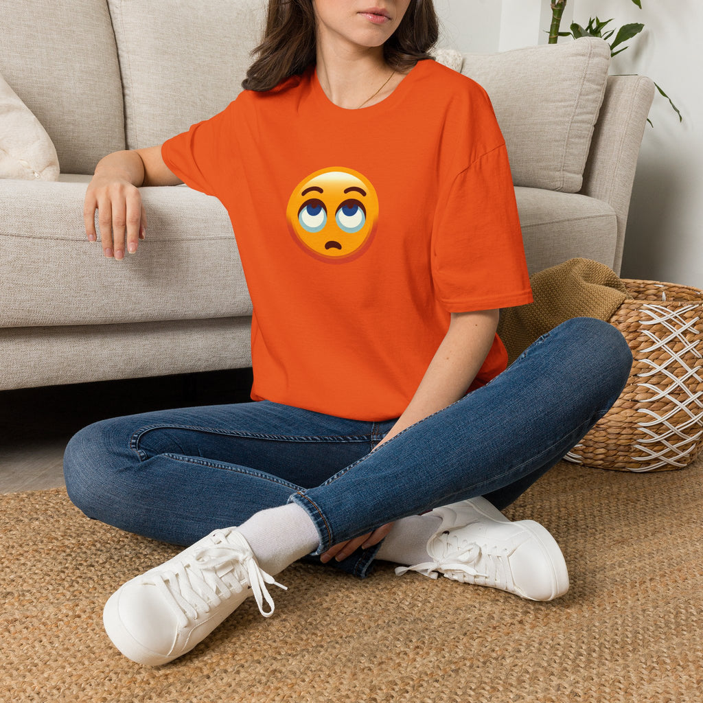 Unisex Softstyle T-Shirt with Eye Roll Emoji | Casual Graphic Tee for Everyday Humor
