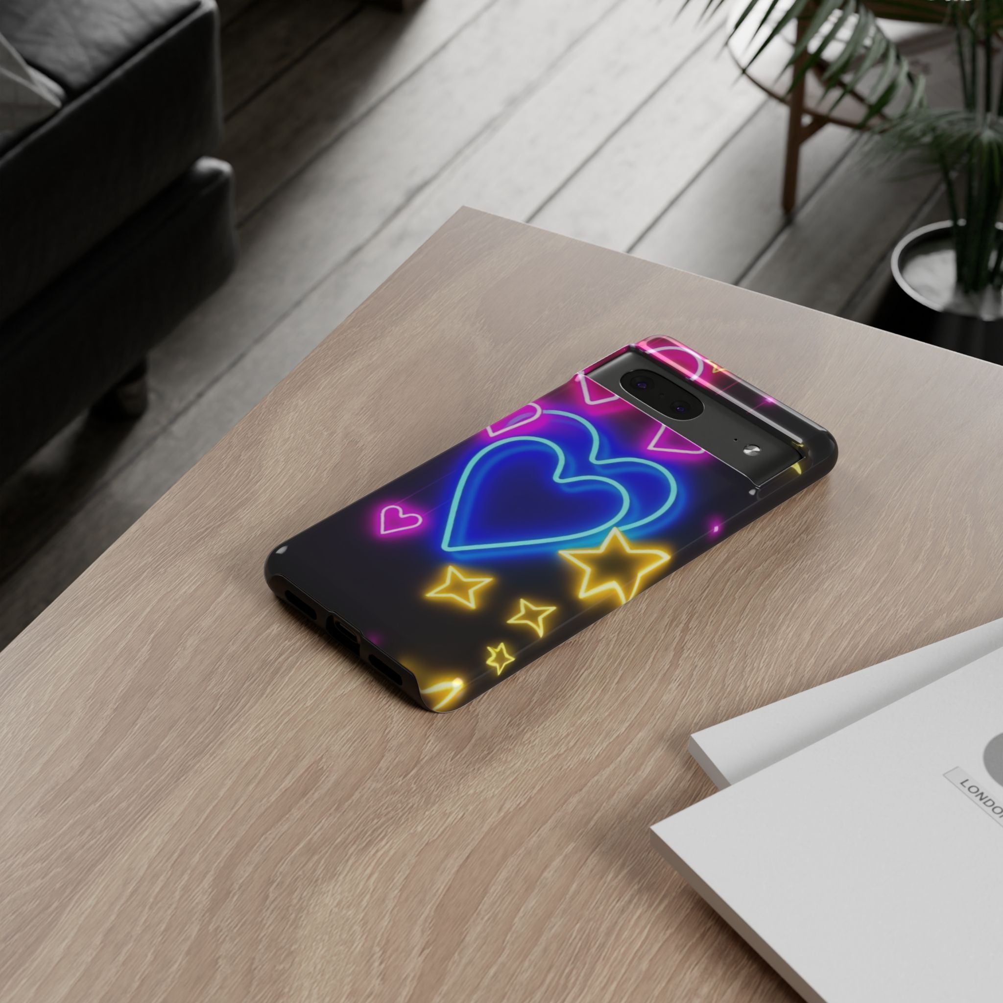 Android OR iPhone Compatible Cases - Neon Love Design - Unique Tough Cases