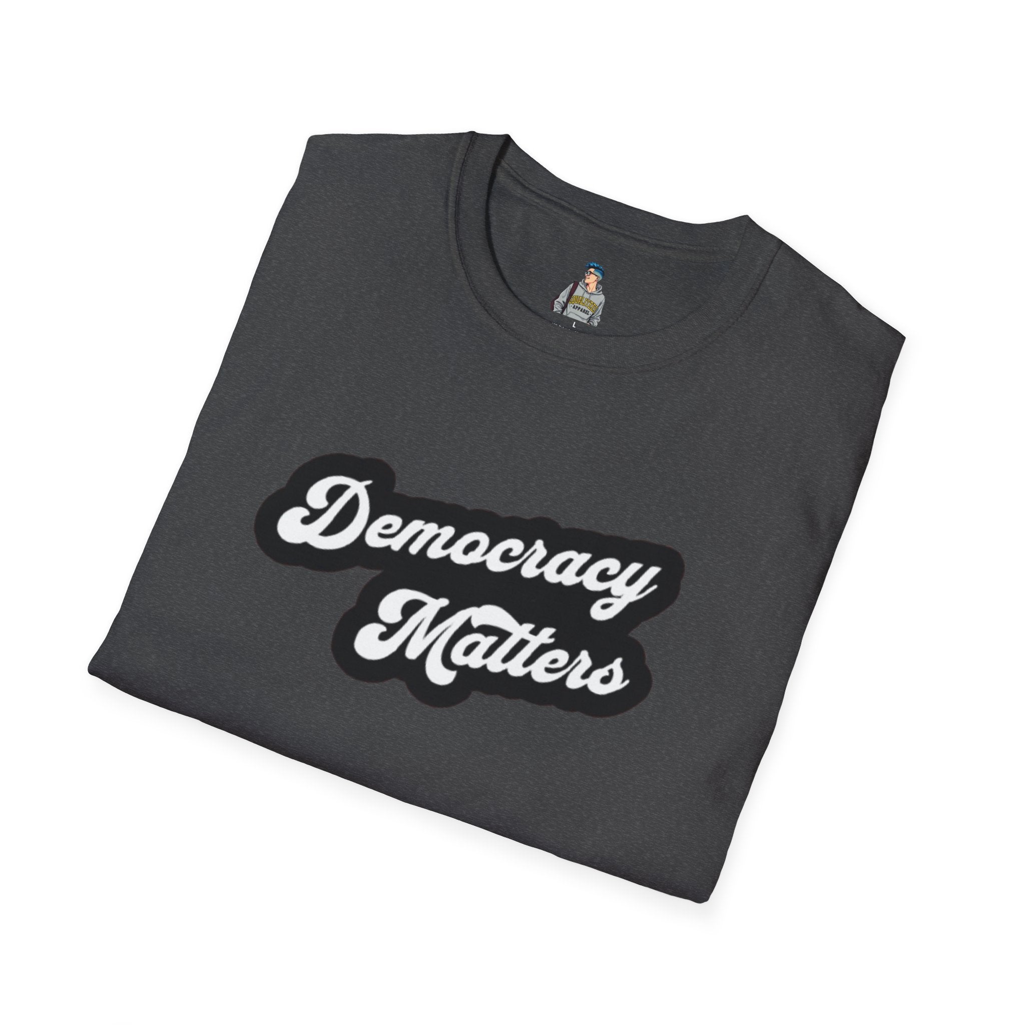 Democracy Matters T-Shirt — Retro Script Political Tee