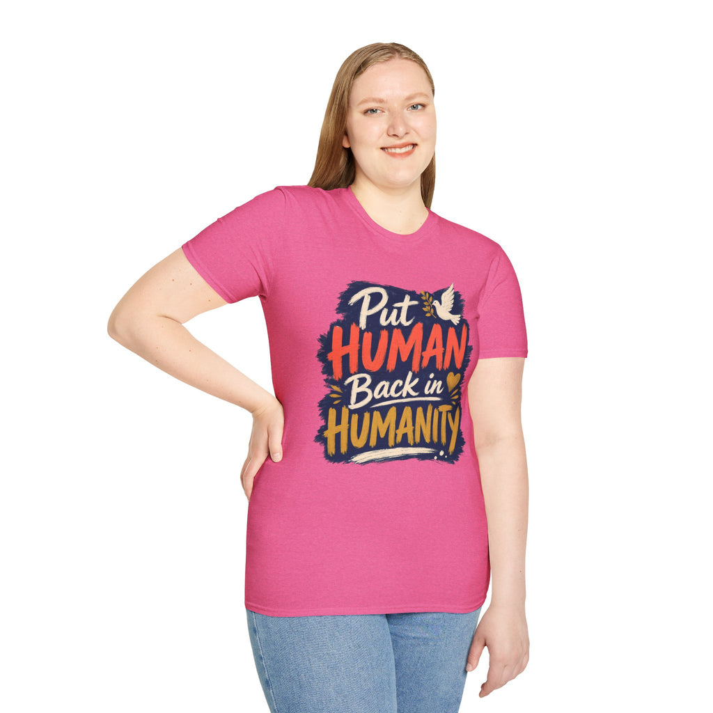 Put Human Back in Humanity T-Shirt — Inspirational Peace Dove Tee