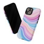 Pastel Marble Tough Phone Case iPhone — Swirled Pink & Blue Protective Cover