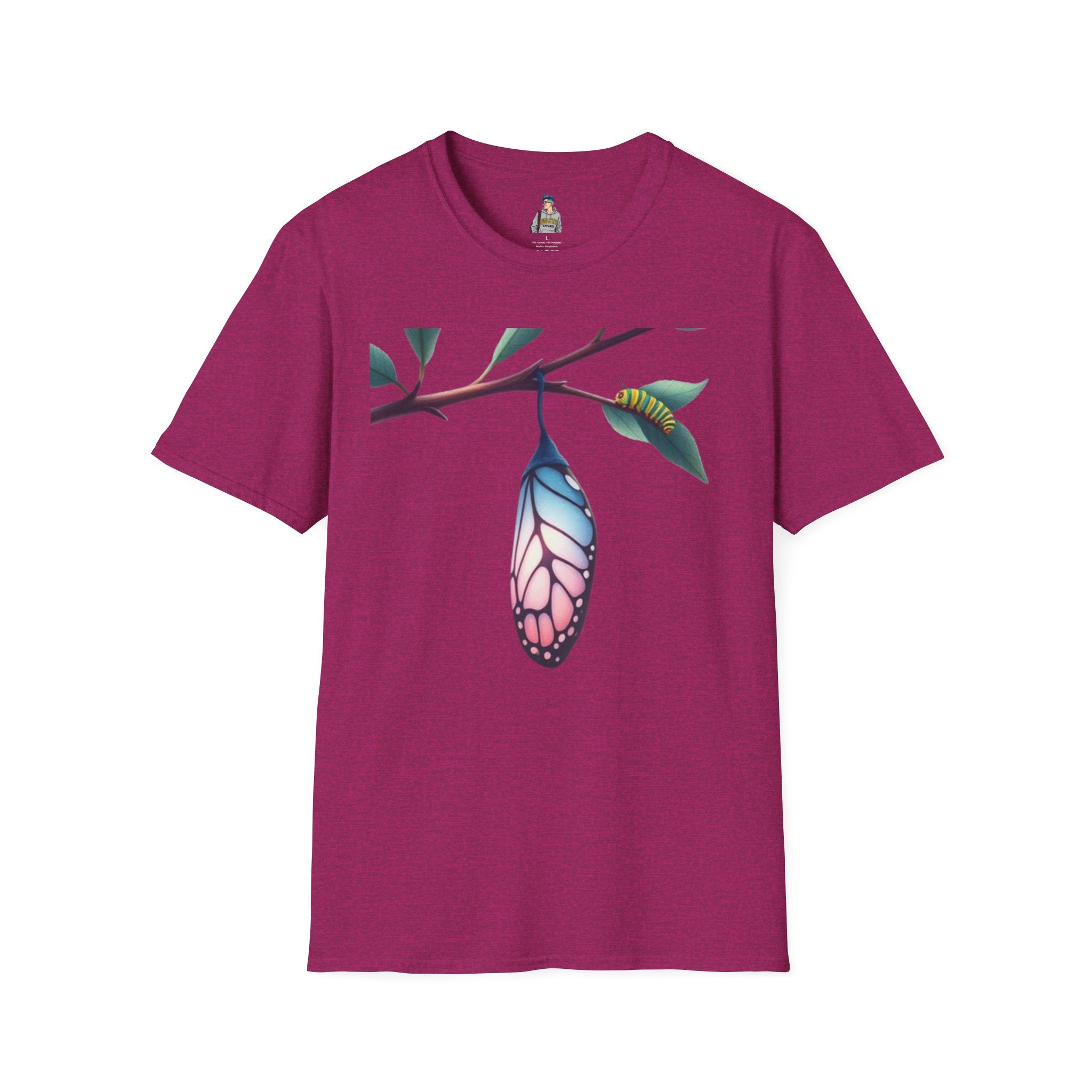 Trans Caterpillar to Butterfly Transformation T-Shirt, Unisex Graphic T-Shirt