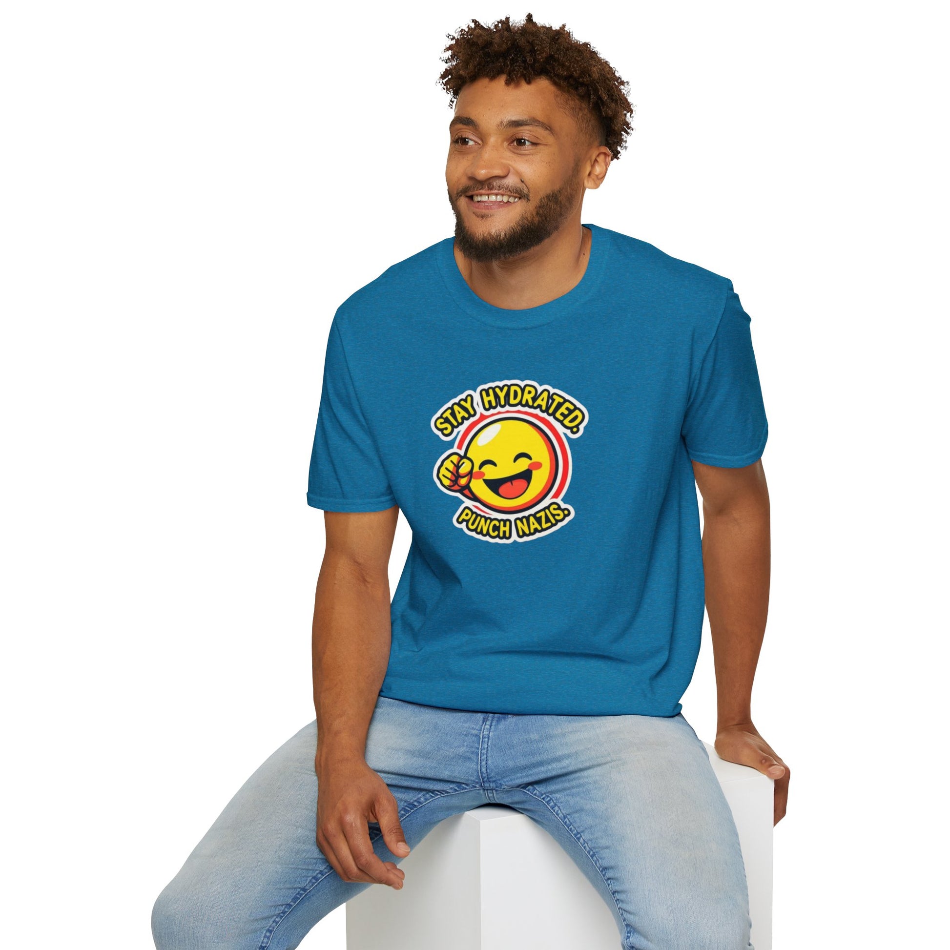 Stay Hydrated, Punch Nazis Funny Emoji T-Shirt